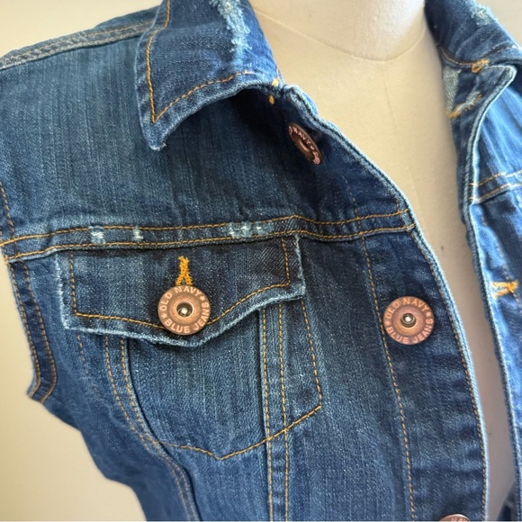 Y2K 2000’s Vintage Old Navy Dark Blue Denim Vest Women’s Size XS/S - Picture 4 of 7